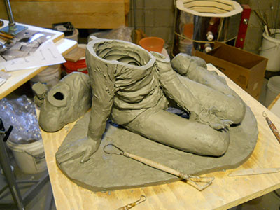 Kayla Reading sculpting in process 2
