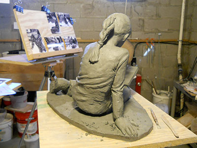 Kayla Reading sculpting in process 3